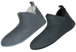 Lammfell Leder Mokassin Hausschuhe Pantoffeln Hüttenschuhe Slipper Gr.36-47 Grau