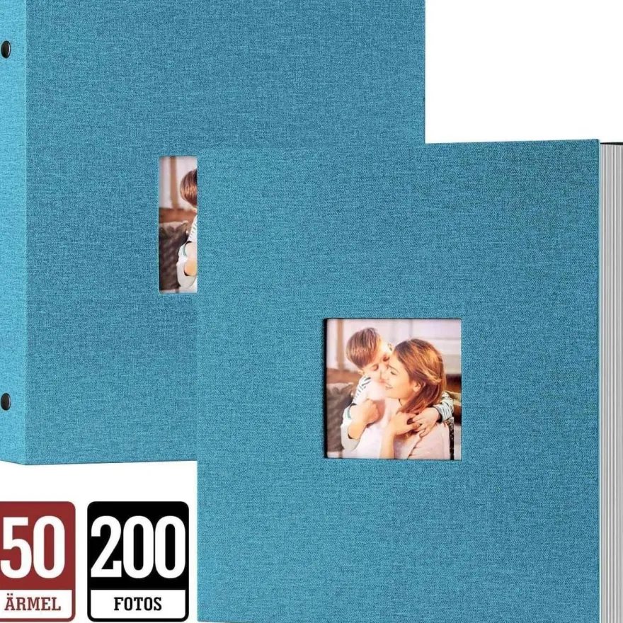 Lanpn Fotoalbum 13x18 cm, 200 Fotos, Leinen Einsteckalbum für Querformat