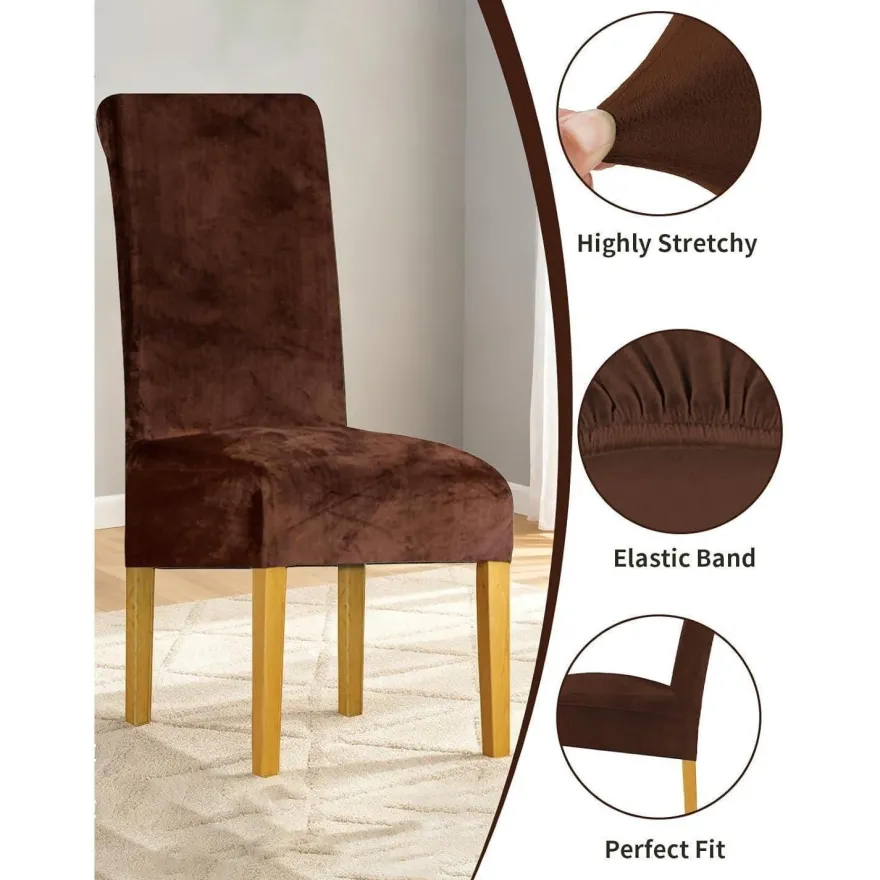 Lansheng 2er Set Stuhlhussen aus Samt, universell, abnehmbar, waschbar, für