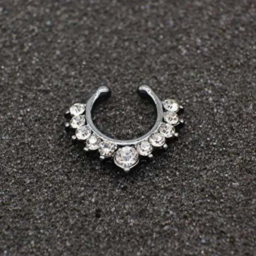 Lauritami Fake Septum Nasenring Nase Piercing Edelstahl Kristall 24 Stück