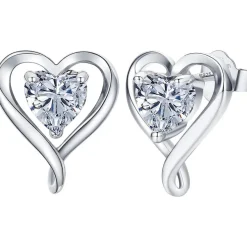 LAVUMO Ohrringe Set 925 Silber Zirkonia Damen Herz Ohrstecker Geschenke