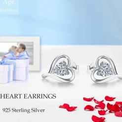 LAVUMO Ohrringe Set 925 Silber Zirkonia Damen Herz Ohrstecker Geschenke