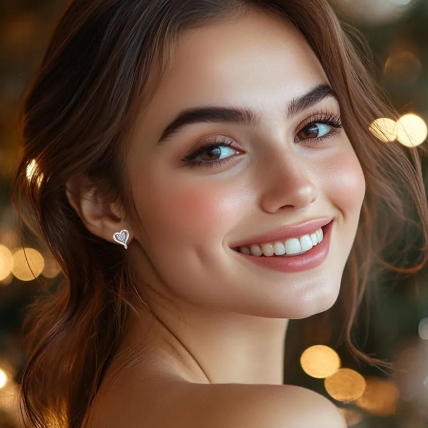LAVUMO Ohrringe Set 925 Silber Zirkonia Damen Herz Ohrstecker Geschenke