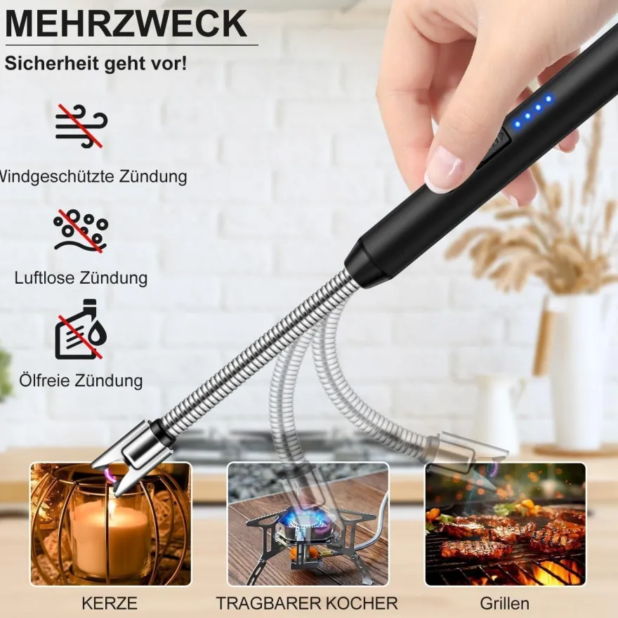 LcFun Stabfeuerzeug USB Elektrisch Lichtbogen Winddicht Camping Feuerwerk