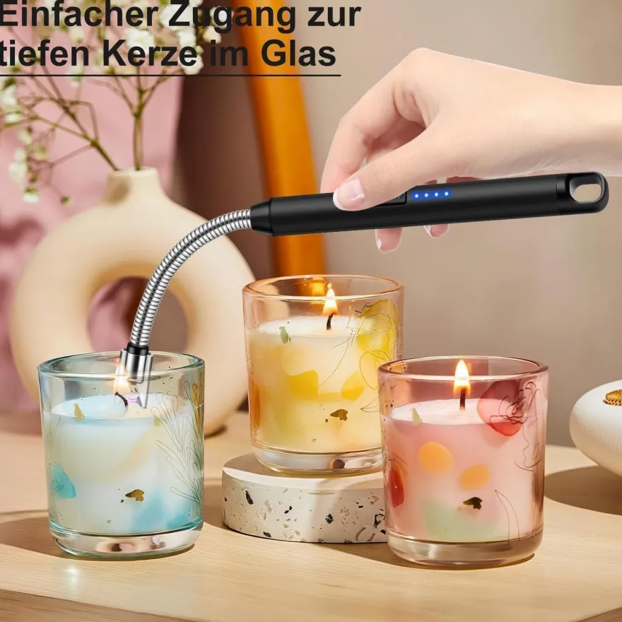LcFun Stabfeuerzeug USB Elektrisch Lichtbogen Winddicht Camping Feuerwerk
