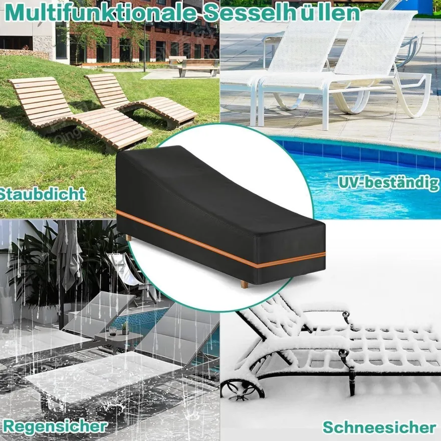 LCGOD Gartenliege Abdeckung 2 Stück, 600D Oxford Wasserdicht Winddicht