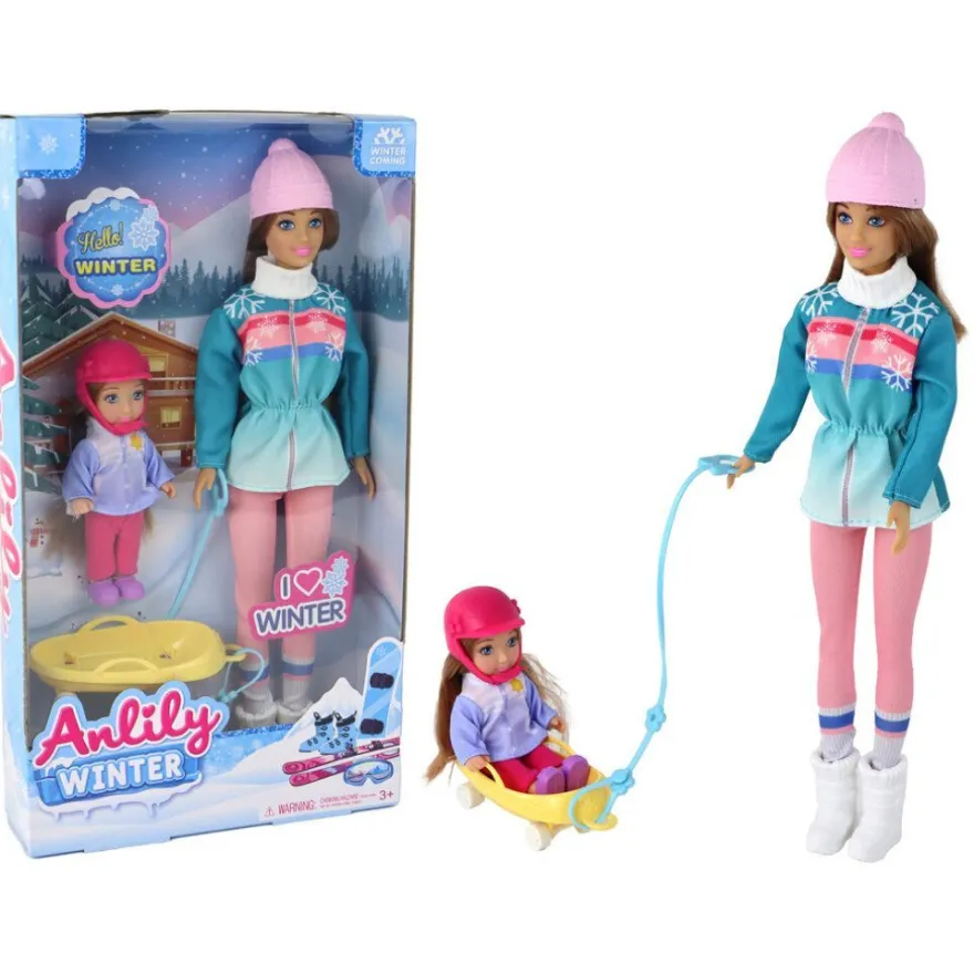 Leantoys Anlily Dolls Mutter-Tochter-Schlittenset