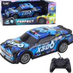 Lean Toys Ferngesteuertes Rc-Rennauto Leuchtendes Gehäuse Schwarz Und Blau