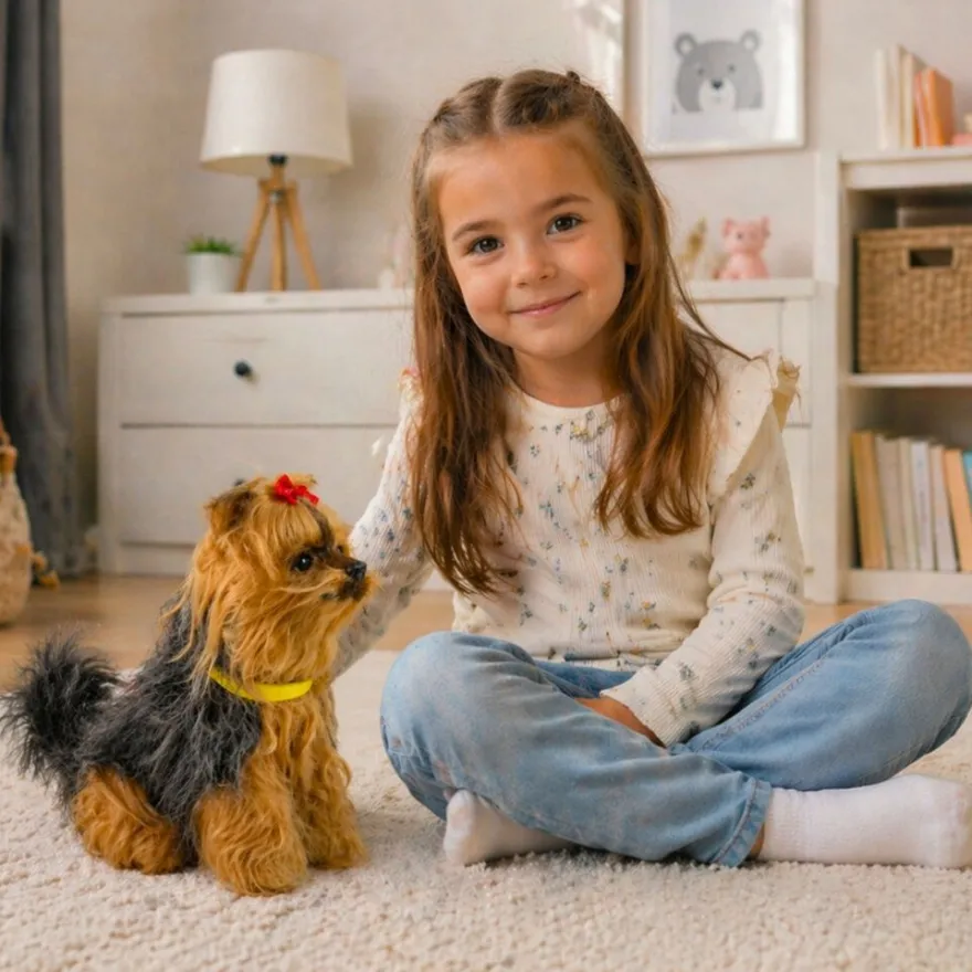 Lean Toys Interaktiver Yorkshire Terrier Hund Plüsch Hund Bellen Bewegt Schwanz