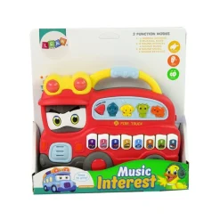 Leantoys Interaktives Klavier Feuerwehr Sound Tiere Fahrzeuggeräusche Melodien Rot