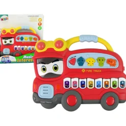 Leantoys Interaktives Klavier Feuerwehr Sound Tiere Fahrzeuggeräusche Melodien Rot