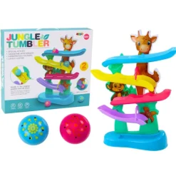 LeanToys Kugelbahn Giraffe und Äffchen mit Geräuschen, bunt