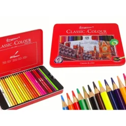 Leantoys Set mit 48 Künstlerkreiden, Metallhalter
