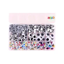 Leantoys Set selbstklebende Augen, beweglicher bunter Organizer, 750-teilig