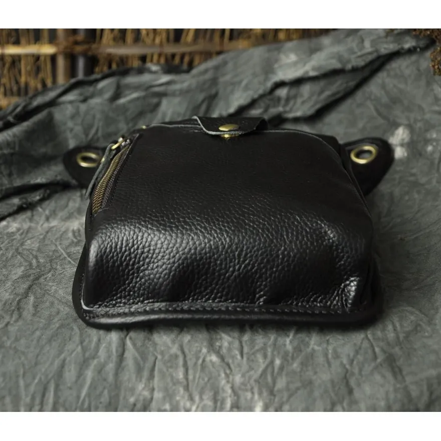 Le'aokuu Herren Echt Leder Beinbeutel Beintasche Oberschenkeltasche für Reisen