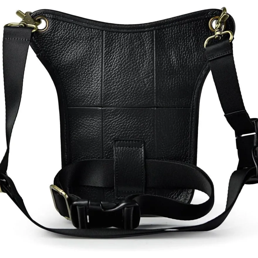 Le'aokuu Herren Echt Leder Beinbeutel Beintasche Oberschenkeltasche für Reisen