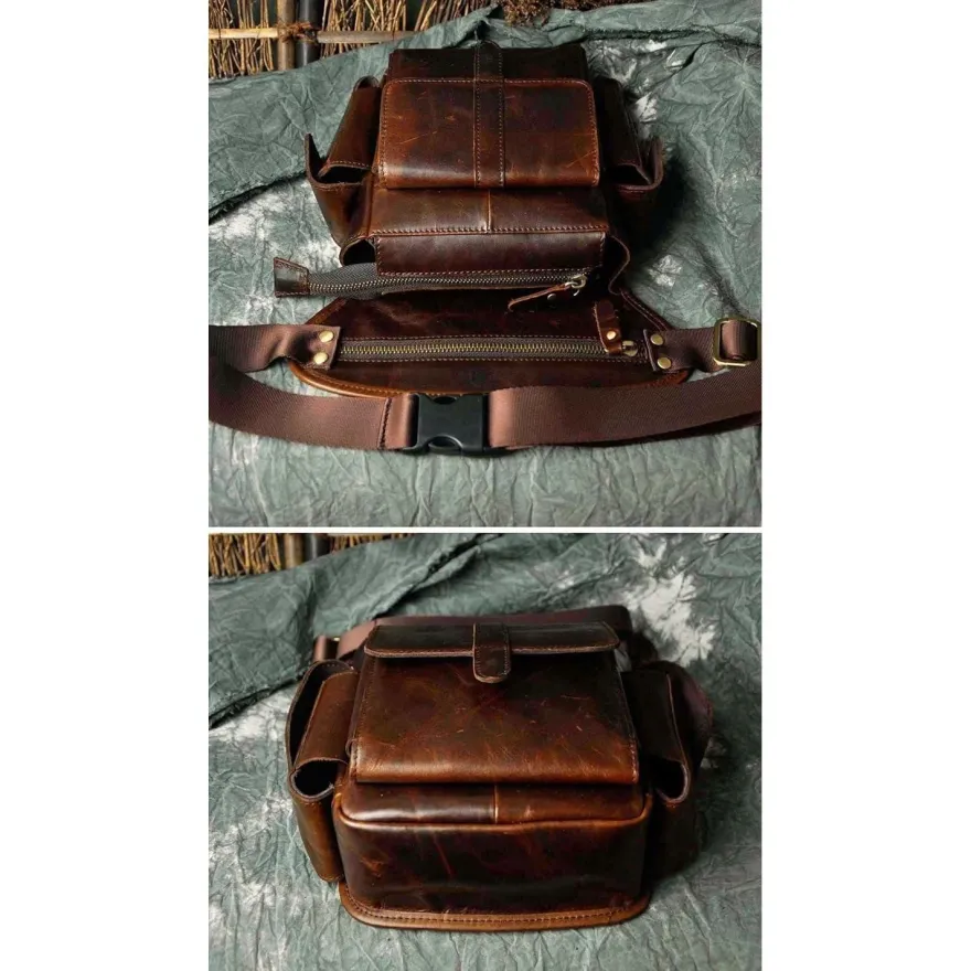 Le'aokuu Herren Echt Leder Hüfttasche Gürteltasche Bauchtasche Reißverschluss