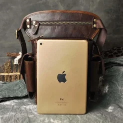 Le'aokuu Herren Echt Leder Hüfttasche Gürteltasche Bauchtasche Reißverschluss