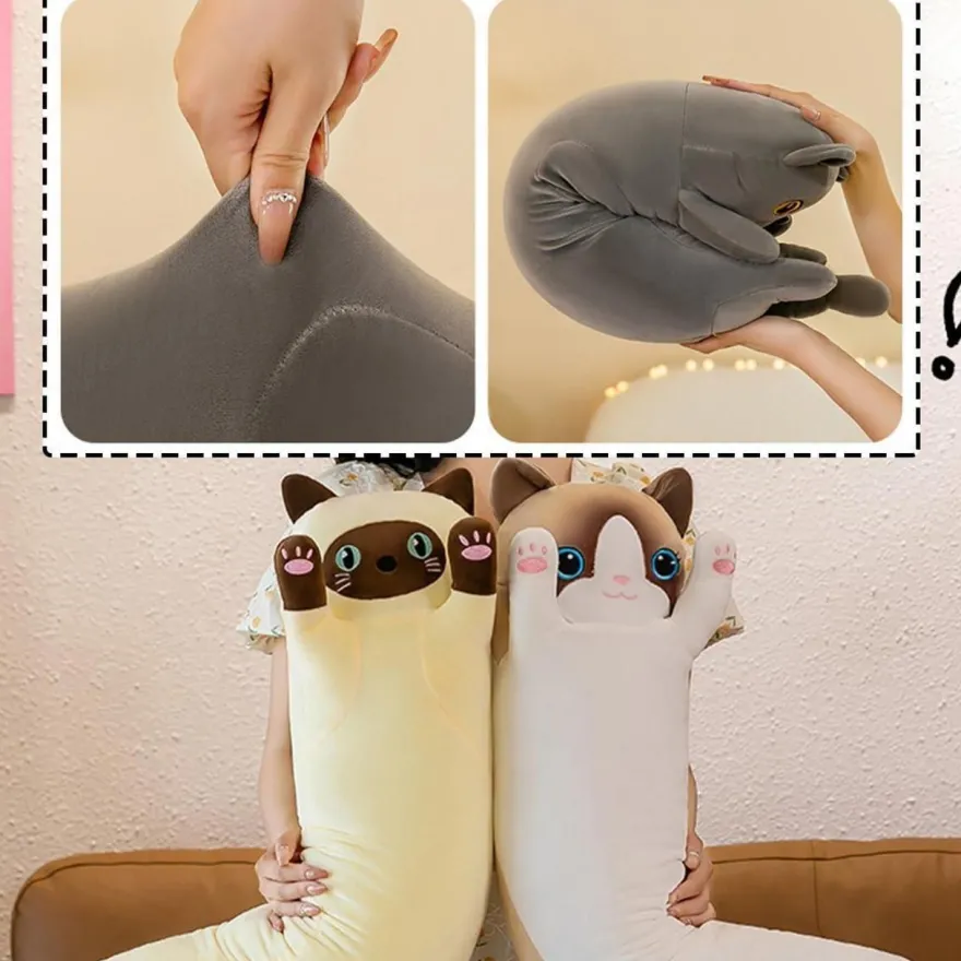 LEcylankEr Katze Kuscheltier 70cm - Weiches Plüschtier Kissen für Kinder