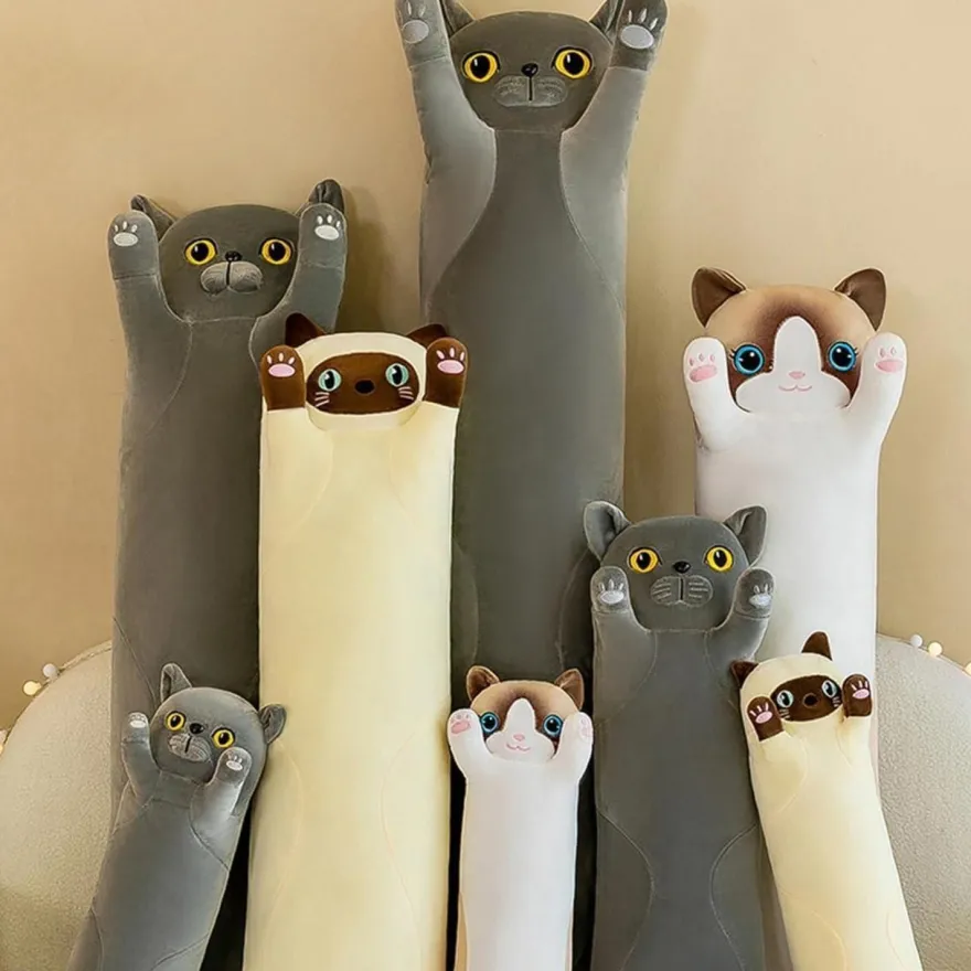 LEcylankEr Katze Kuscheltier 70cm - Weiches Plüschtier Kissen für Kinder