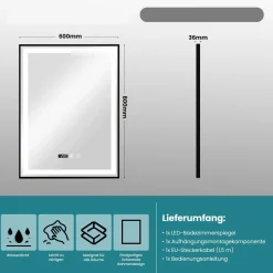 LED Badspiegel Badezimmerspiegel mit Beleuchtung Wandspiegel Beschlagfrei IP44