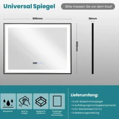 LED Badspiegel Badezimmerspiegel mit Beleuchtung Wandspiegel Beschlagfrei IP44