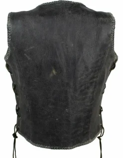 Lederkutte Damen Bikerweste Motorradkutte Lederweste Bon Cracker Braun