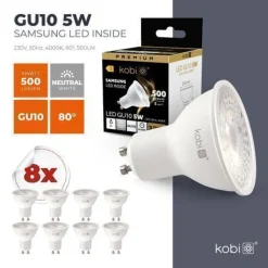 LED Glühbirne GU10 Premium 5W 4000K Neutralweiß 500lm 8-pak