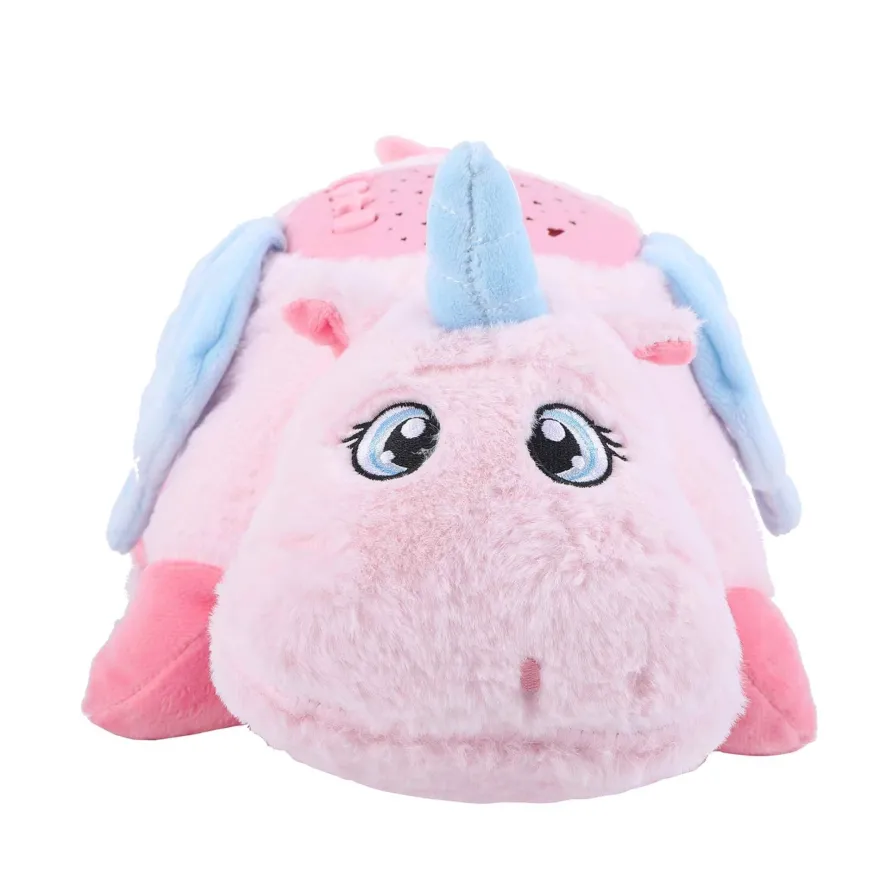 LED Lampe Kuscheltier Einschlafhilfe Einhorn Nachtlicht mit Sternenhimmel und Musik