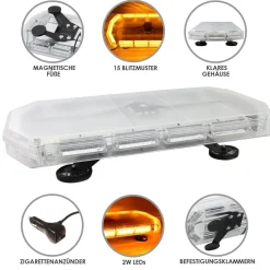 LED Rundumlicht Warnleuchte Balken 48 x 2W 15 Blitzmodi 12V Blitzlampe Lightbar