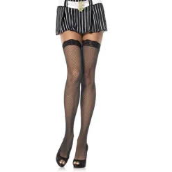 LEG Avenue Hosiery Netzstrümpfe mit Spitze, einstellbare Einheitsgröße