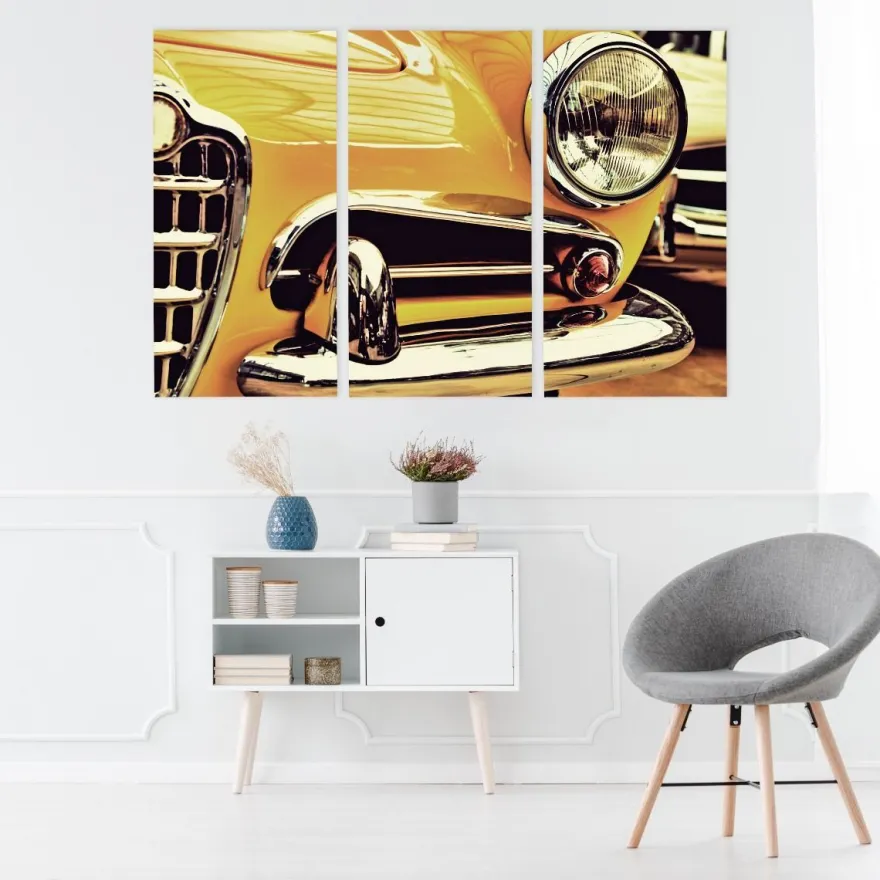 Leinwand Bilder SET 3-Teilig Vintage Retro 3D-AUTO Wandbilder xxl 3522