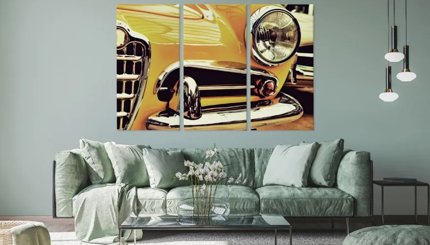 Leinwand Bilder SET 3-Teilig Vintage Retro 3D-AUTO Wandbilder xxl 3522
