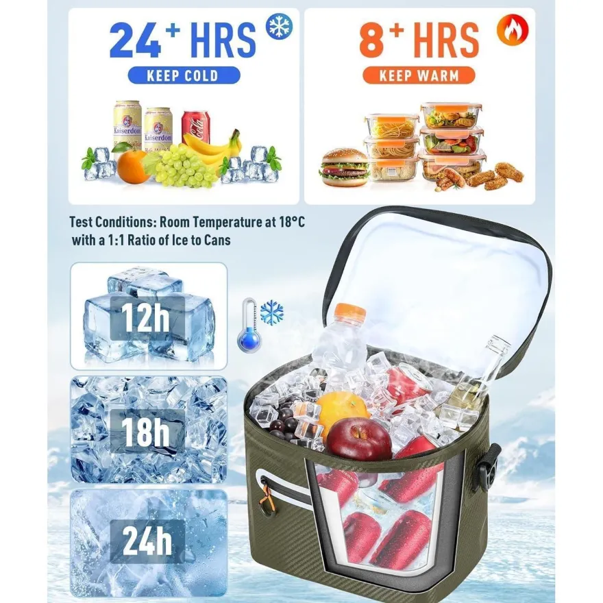 Lekesky Isolierte Kühltasche 12L - Tragbar, Wasserdicht & Auslaufsicher für