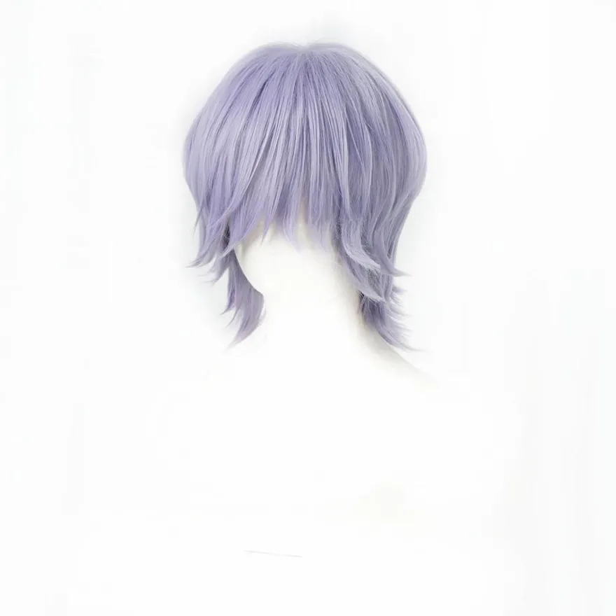 LeMarnia Anime Cosplay Perücke Hellviolett Herren Kurz, Hitzebeständig, für