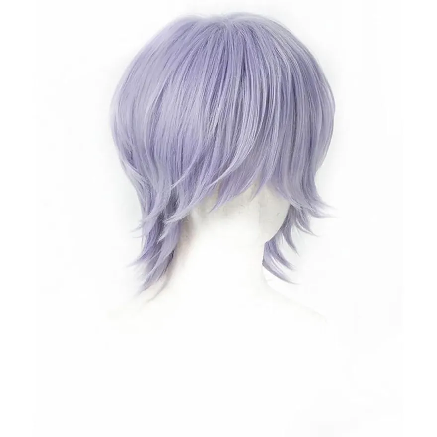 LeMarnia Anime Cosplay Perücke Hellviolett Herren Kurz, Hitzebeständig, für