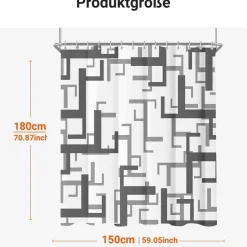 Lerores Duschvorhang Block Antischimmel Textil 200x160cm 12 Ösen Badezimmer