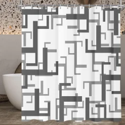 Lerores Duschvorhang Block Antischimmel Textil 200x160cm 12 Ösen Badezimmer