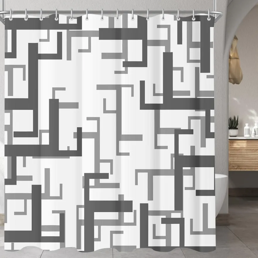 Lerores Duschvorhang Block Antischimmel Textil 200x160cm 12 Ösen Badezimmer