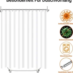 Lerores Duschvorhang 120x180cm Reinweiß - Wasserabweisend, Antischimmel