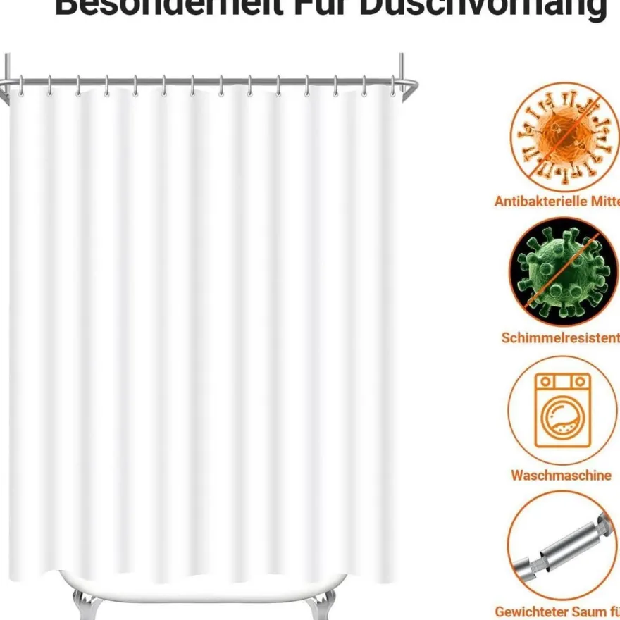 Lerores Duschvorhang 120x180cm Reinweiß - Wasserabweisend, Antischimmel