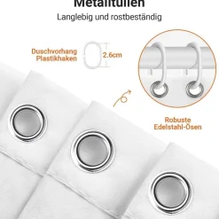 Lerores Duschvorhang 120x180cm Reinweiß - Wasserabweisend, Antischimmel