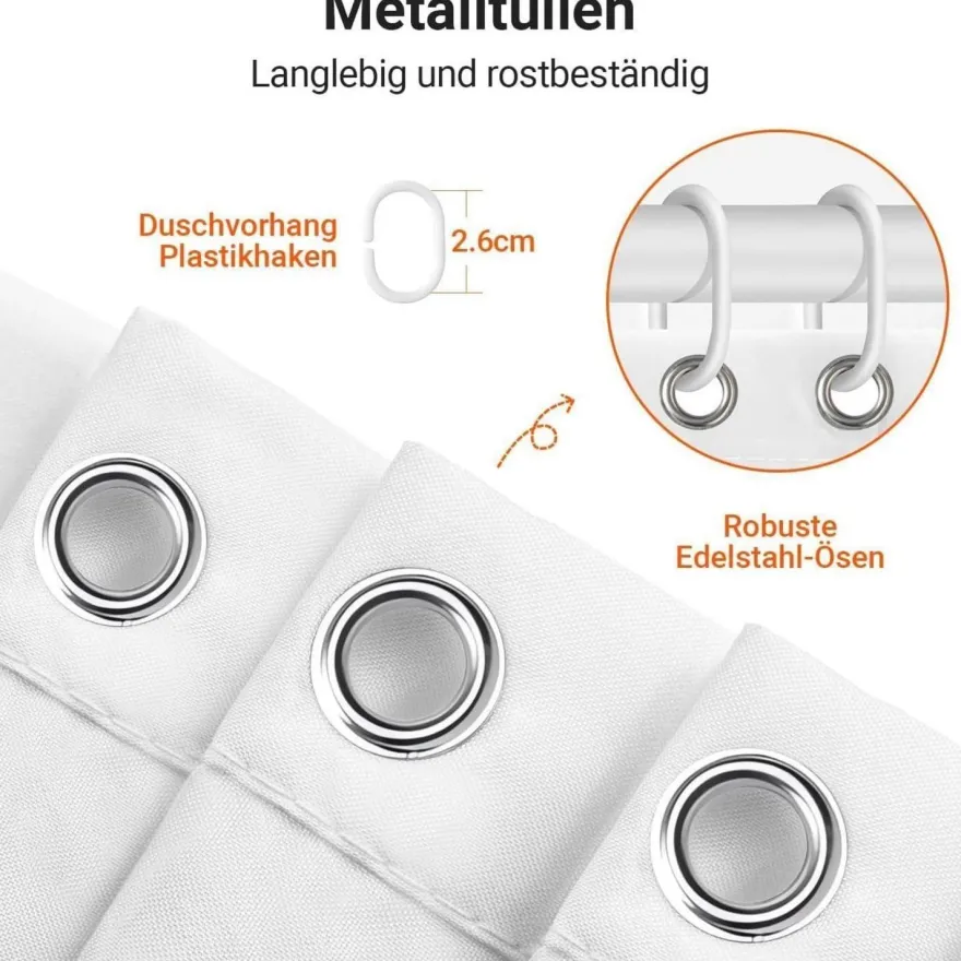Lerores Duschvorhang 120x180cm Reinweiß - Wasserabweisend, Antischimmel
