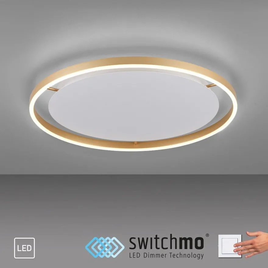 Leuchten Direkt 15392-60 RITUS LED Deckenleuchte Messing Matt rund 60cm