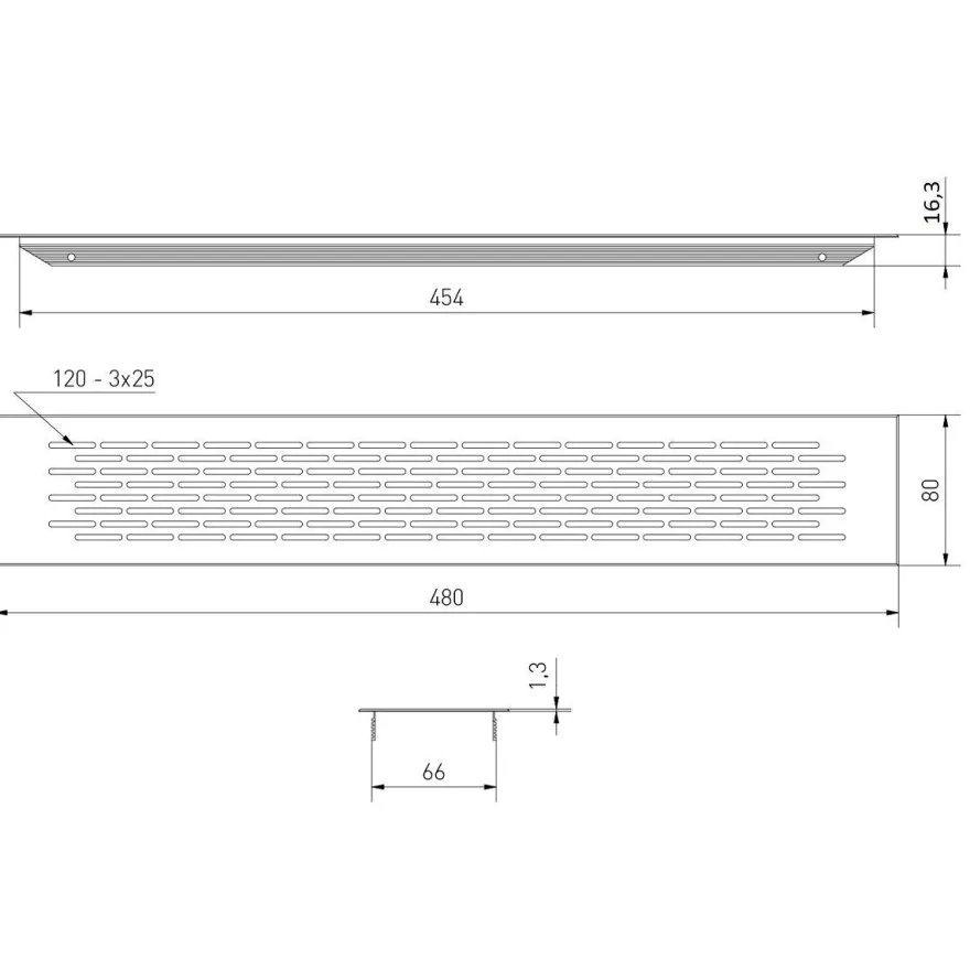 Lüftungsgitter Aluminiumgitter Stegblech vers. Farben 80x480mm Lüftungsblech