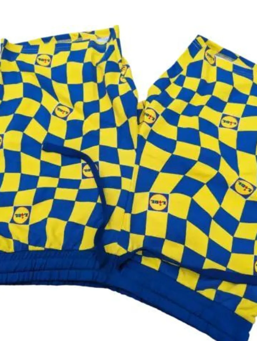 LiDL Livergy kurze Hose Sweatshorts Gelb Blau Freizeitshorts Shorts Lidl Kollektion