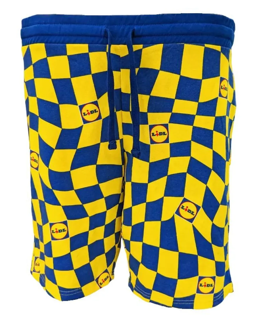 LiDL Livergy kurze Hose Sweatshorts Gelb Blau Freizeitshorts Shorts Lidl Kollektion
