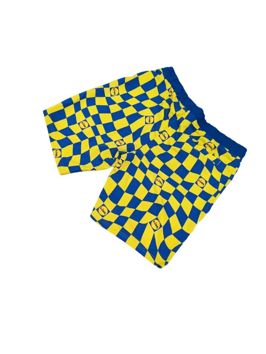 LiDL Livergy kurze Hose Sweatshorts Gelb Blau Freizeitshorts Shorts Lidl Kollektion