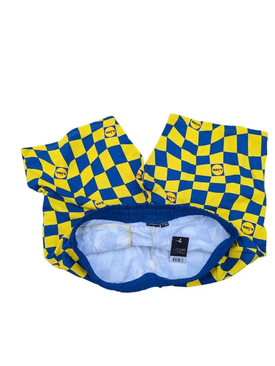 LiDL Livergy kurze Hose Sweatshorts Gelb Blau Freizeitshorts Shorts Lidl Kollektion