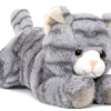Liegende KATZE grau, softweich Plüschtier Stofftier Kuscheltier Plüsch 25cm NEU